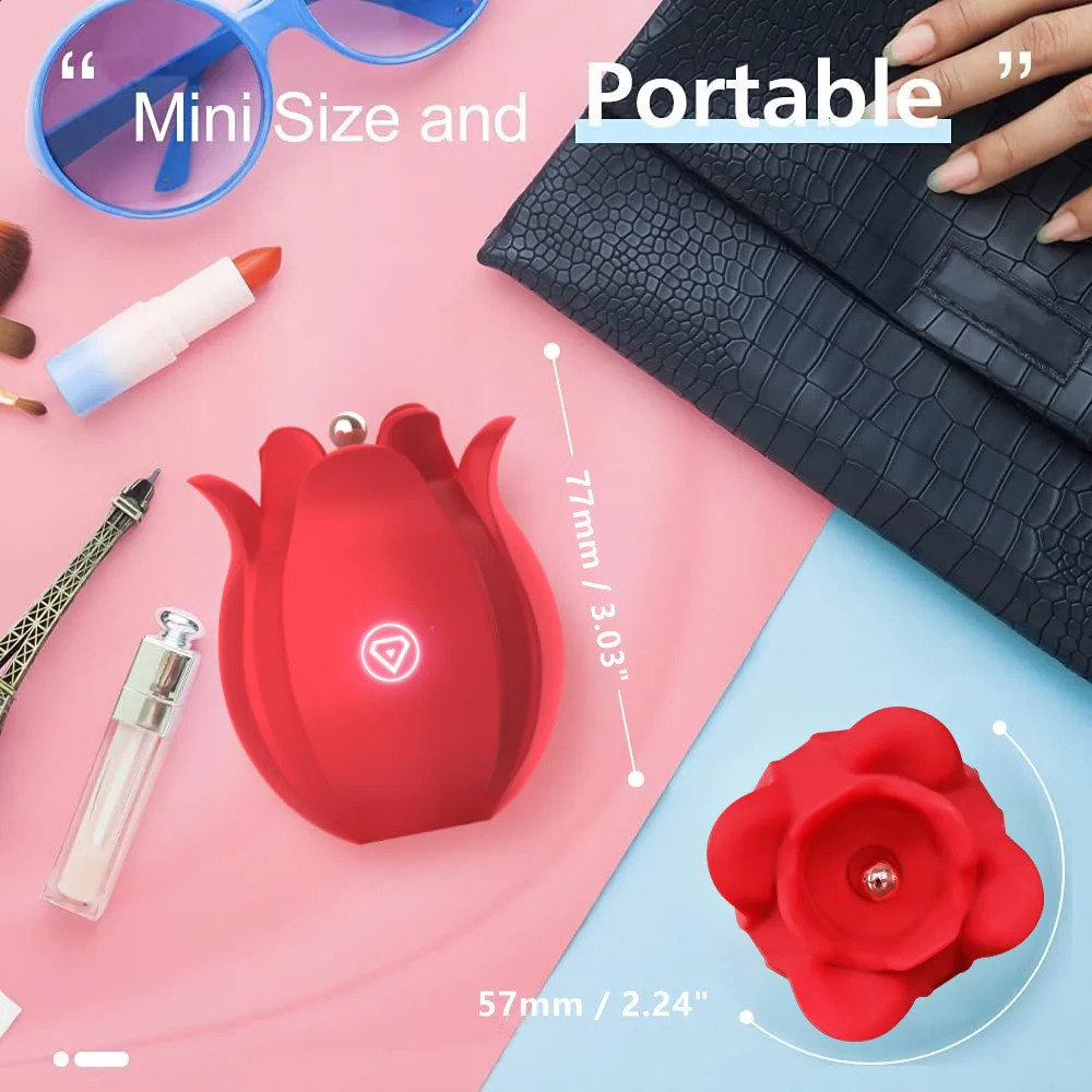 Tulip Rose Vibrator Clitoris Powerful Mini Clit Massager Oral Sex Toys Nipple Clips Tongue Licking Clitoral Stimulator for Woman 240914