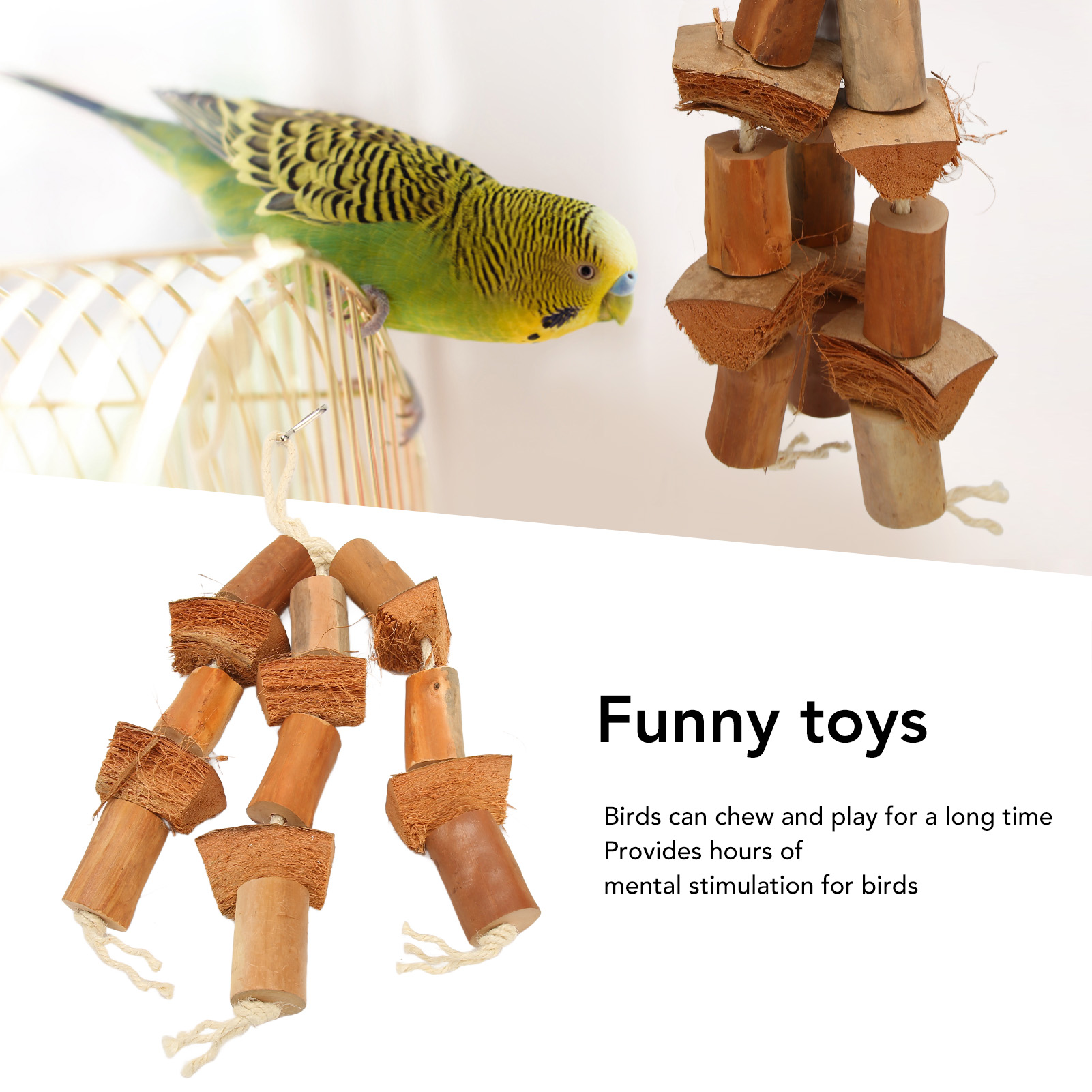 Bird Chewing Toys Logs Coconut Shell Beak And Claw Grinding Parrot Cage Toys For Conures Cockatiels Budgie Lovely Birds