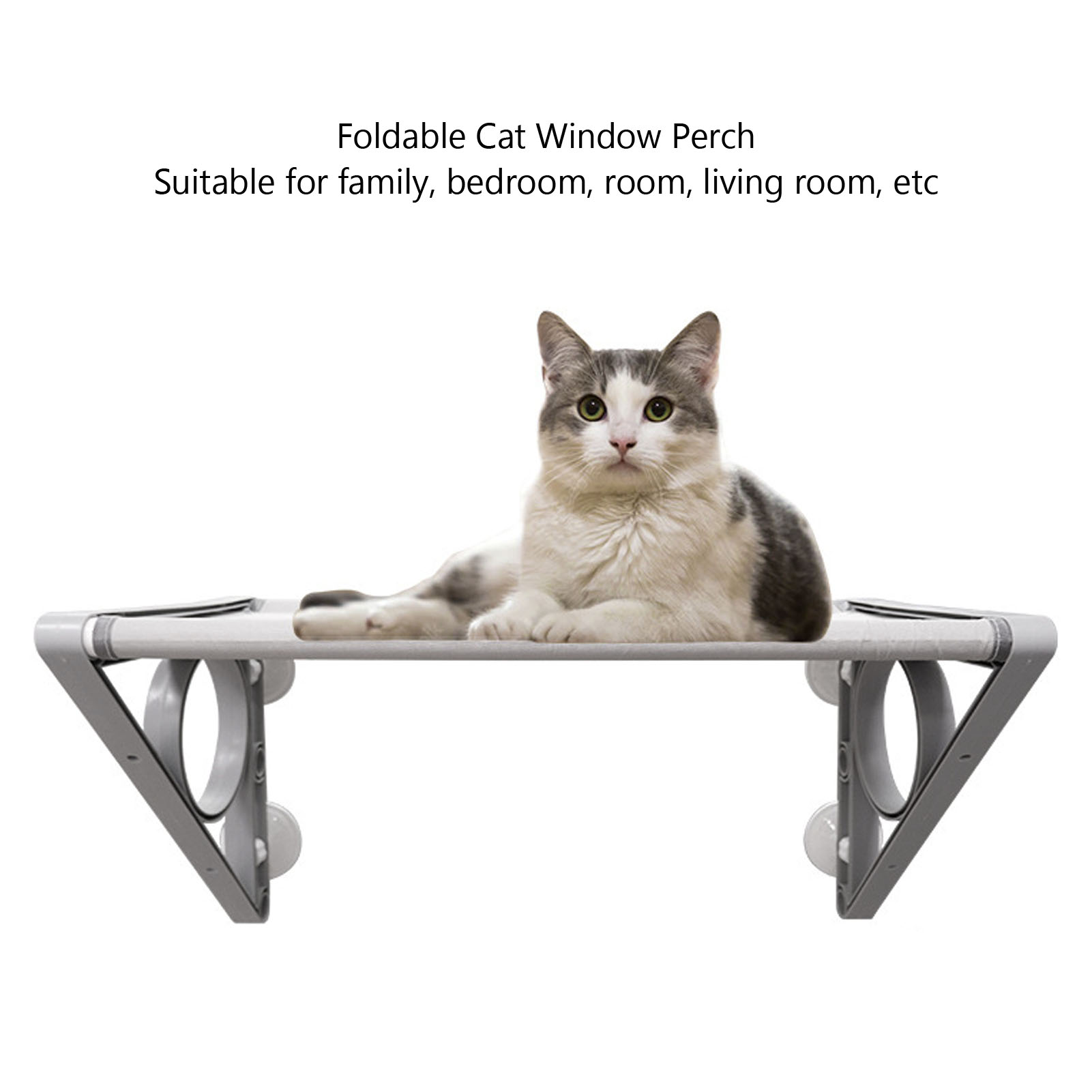Foldable Cat Window Perch Space Saving Solid Frame Hanging Window Cat Hammock Bed With Suction Cups For Balcony