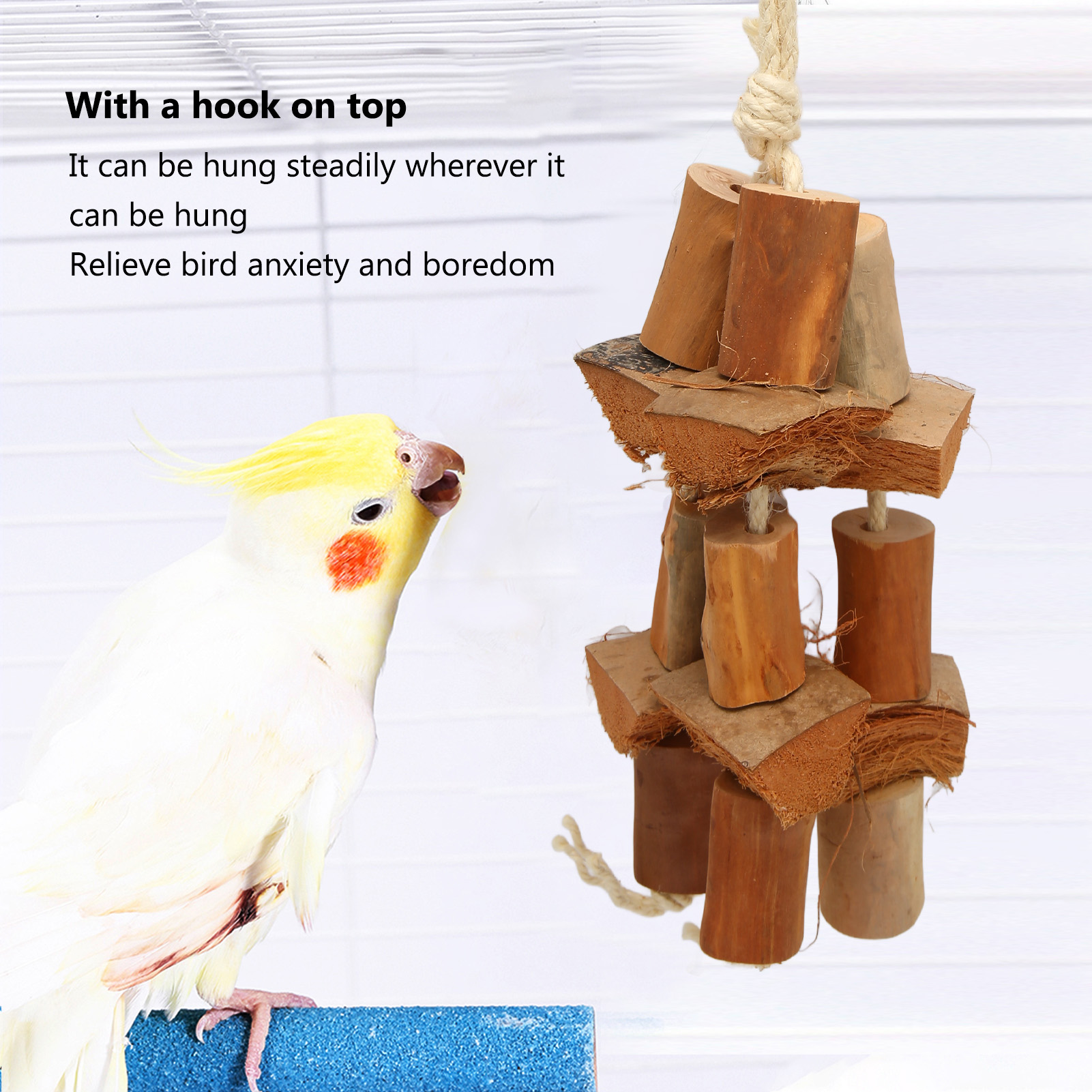 Bird Chewing Toys Logs Coconut Shell Beak And Claw Grinding Parrot Cage Toys For Conures Cockatiels Budgie Lovely Birds