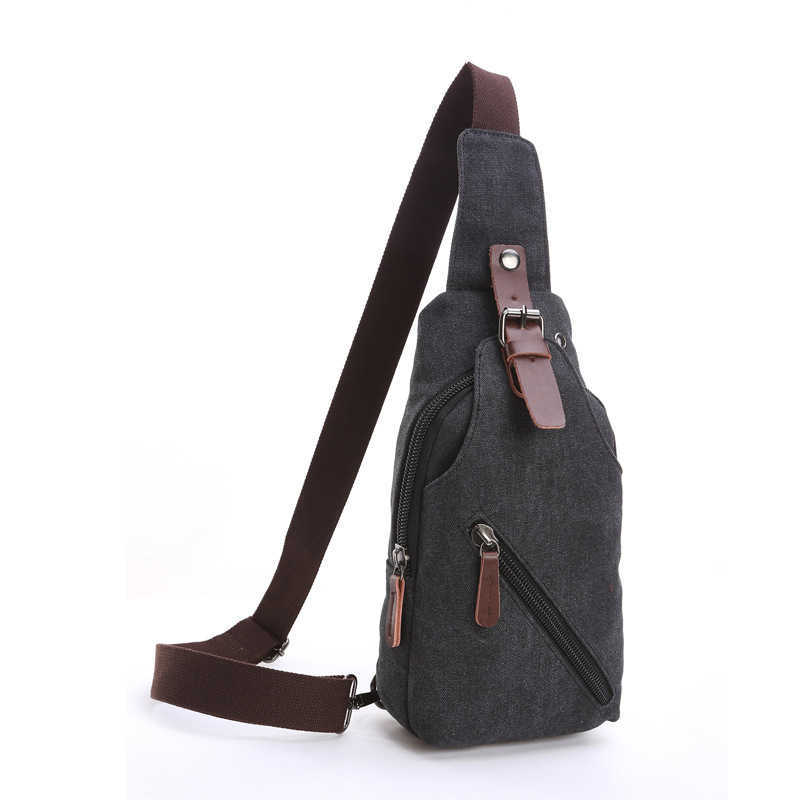 Men's single shoulder oblique backpack washing canvas chest bag outdoor street Leisure Canvas chest bag 240915