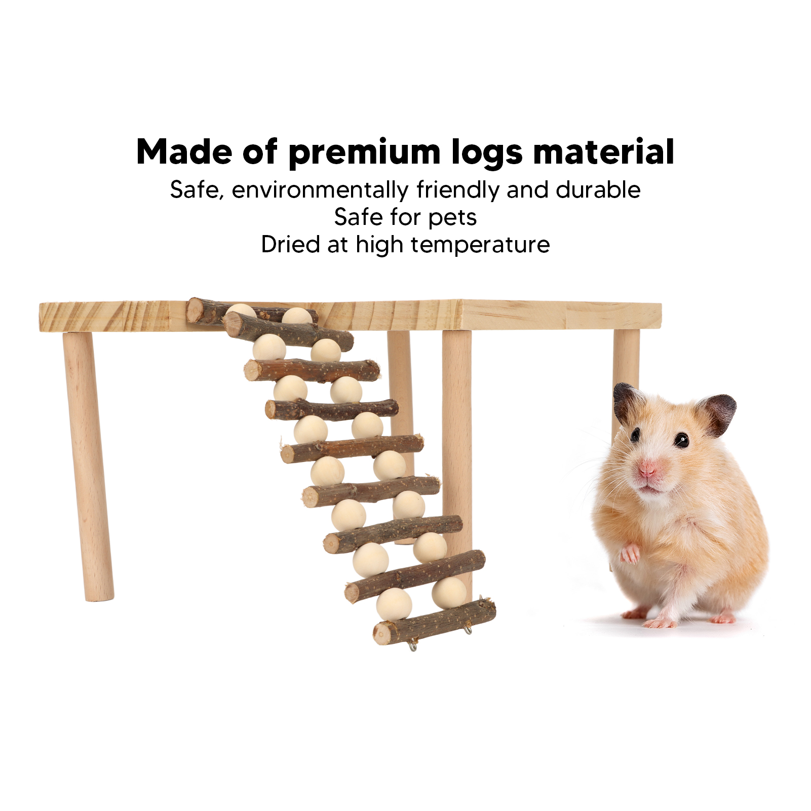 Hamster Climbing Platform 2 Layer Landscaping Natural Wooden Hamster Playing Activity Platform With Ladder