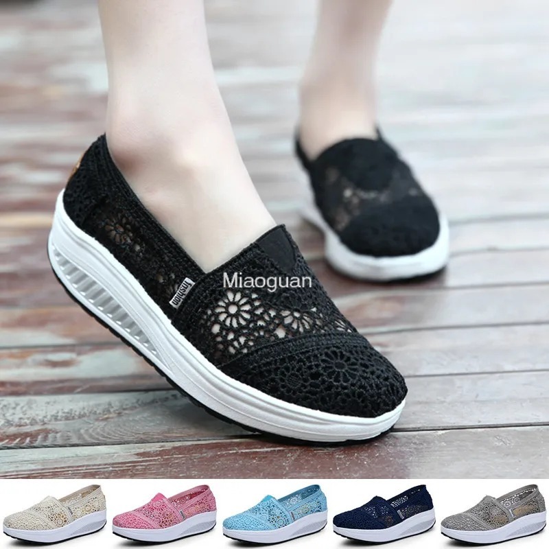 Outdoor Women's Shoes 2024 Spring/summer Breathable Mesh Non-slip Sports Thick-soled Sneakers Casual Shoes Round Head Plus Size