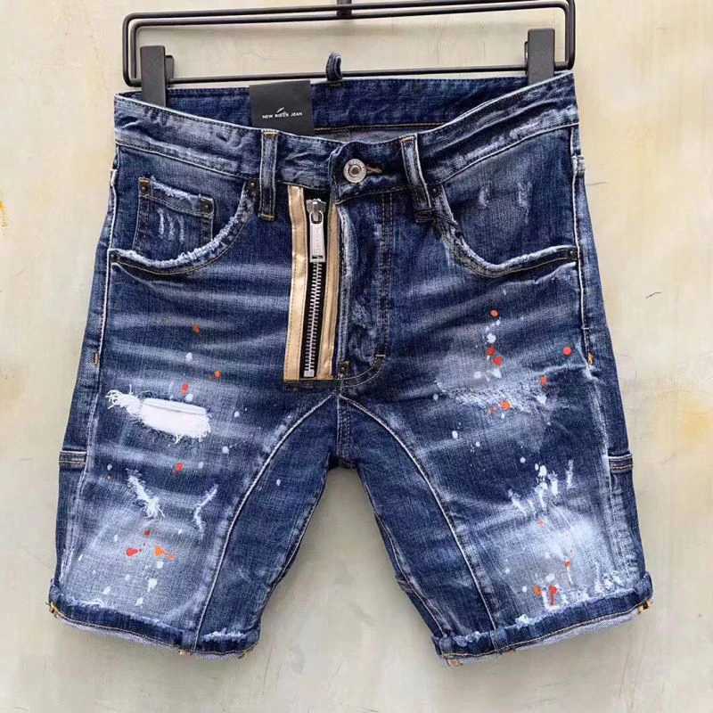 Men Ripped Short Jeans New Summer Light Blue Denim Shorts High Street Style Man Fashion High Quality Male Holes Jeans Shorts 38X240914