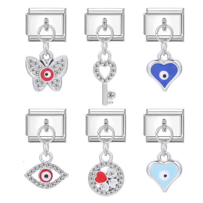 New Women's Gift eye heart Pendant Italian Charms Links Bangle Beads Fit 9mm Stainless Steel Bracelet Making DIY For Women Fashion Jewelry