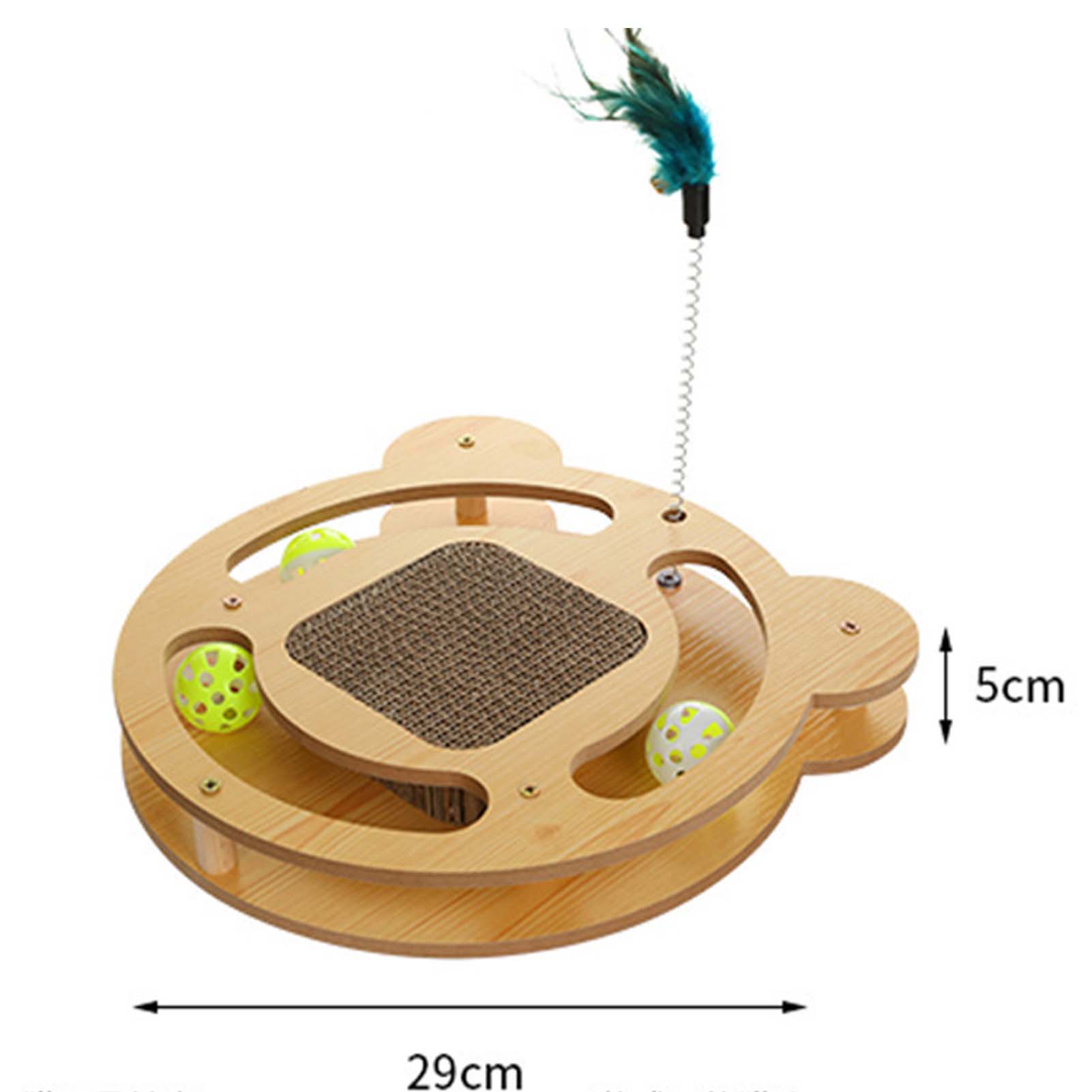 Cat Turntable Toy Interactive Fun 3 In 1 Grinding Claws Relieve Boredom Cat Scratcher Toy With Teaser Stick And Balls
