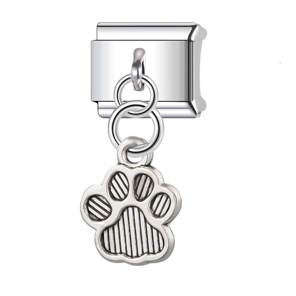 New Women's Gift heart Pet Claws pendants Italian Charms Links Bangle Beads Fit 9mm Stainless Steel Bracelet Making DIY For Women Fashion Jewelry