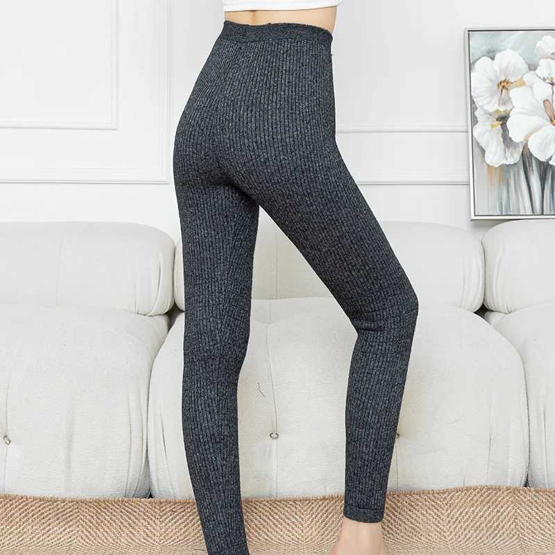 Autumn and Winter New Woolen Pants Womens Slim Fit Korean Pants High Waist Versatile Knitted Underlay Warm PantsX240914