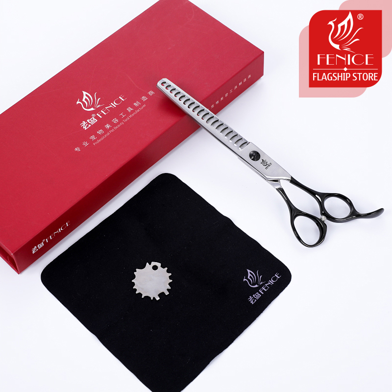 Fenice Professional 6.5/6.75/7/7.5 inch Pet Scissors Set Kits Straight&Thinning&Curved Dog Grooming Shears Kits Gooming Tool Set