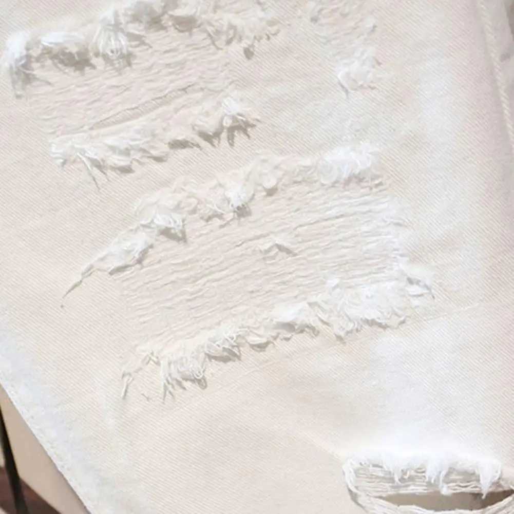 White Jeans Shorts Men All-match Fashion Ripped Hole Slim Stretch Shorts Streetwear Hip Hop Denim Shorts for men X240914
