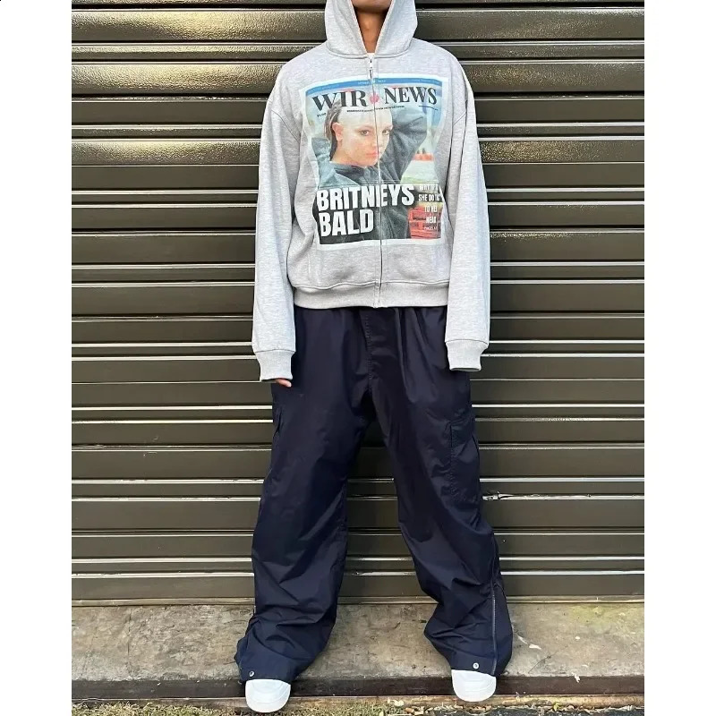 2024 American Hoodie Printed Hoodie Womens Gothic Y2K Tops Harajuku Rock Oversized Sweatshirt Streetwear Gothic Zip Hoodie 240913