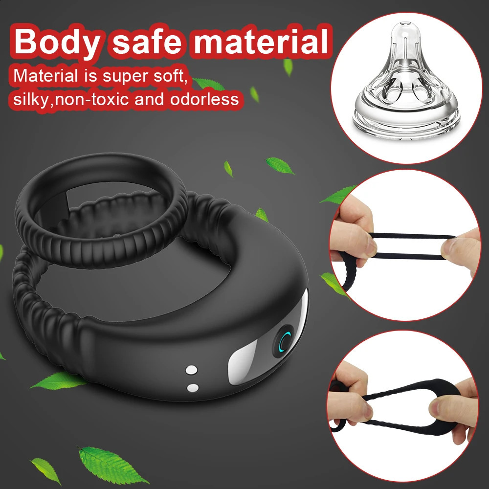 Vibrating Cock Ring for Men Ejaculation Delay Male Erectile Penis Ring G-Spot Prostate Massager Stimulator Sex Toy for Couples 240914