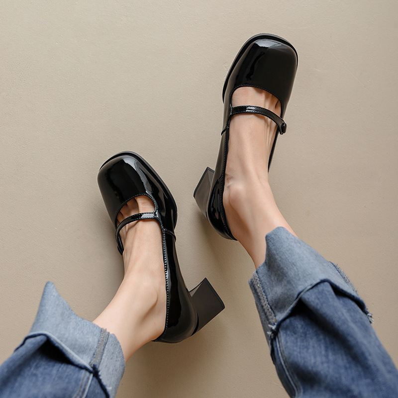 Women High Heels Pumps 2022 Spring New French Retro Chunky Heel Loafers Platform Mary Jane Women's Shoes Chaussure Femme