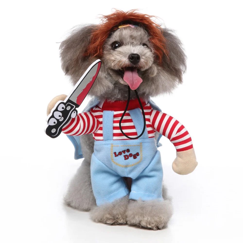 Pet Cosplay Funny Costume Killer Santa Claus Shape Party Fancy Festival Deadly Doll Christmas Pet Clothes Halloween Cat Costume