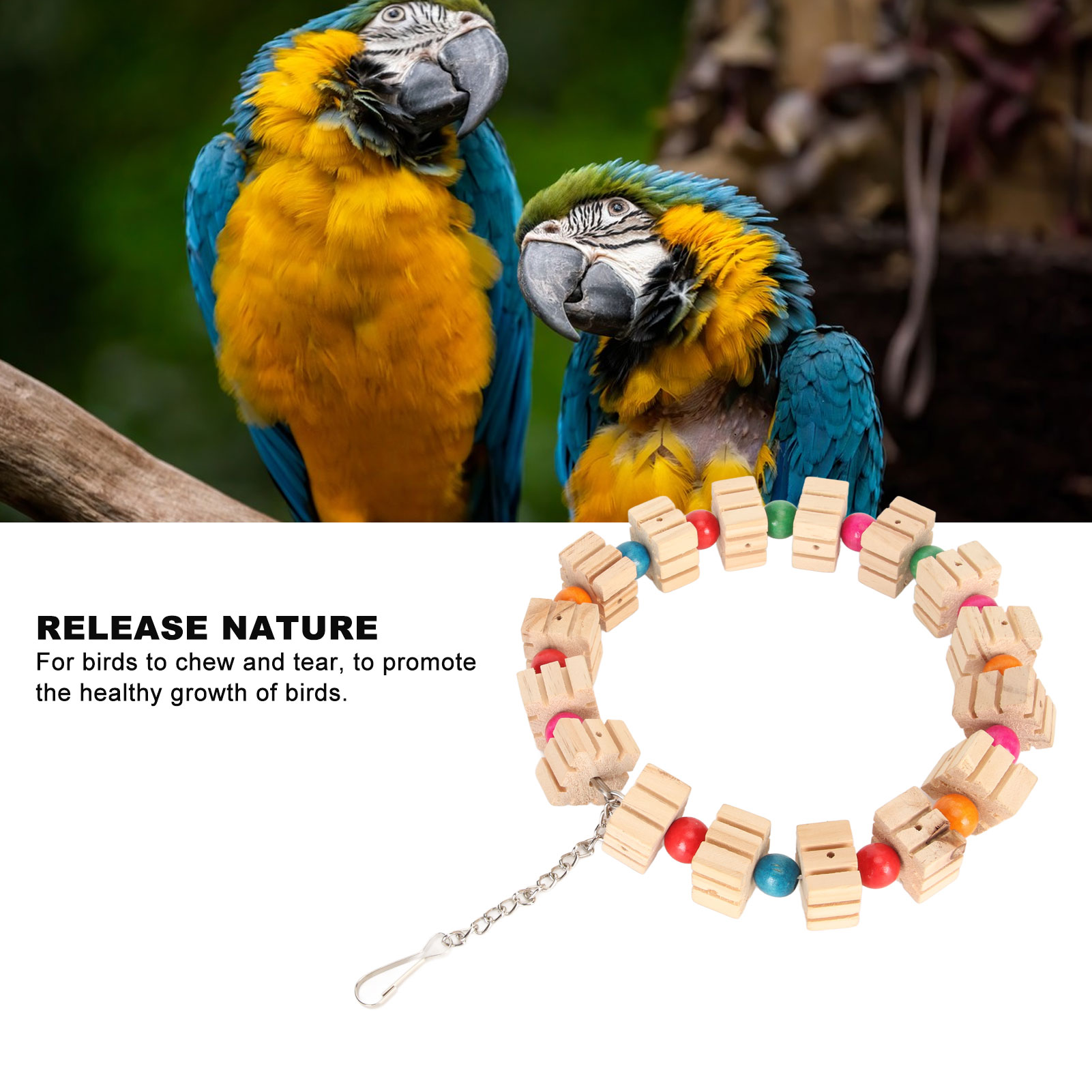 Bird Swing Ring Toy Bird Wood Hanging Toy Colorful Multifunctional Bird Ring Toy For Biting Chewing Climbing