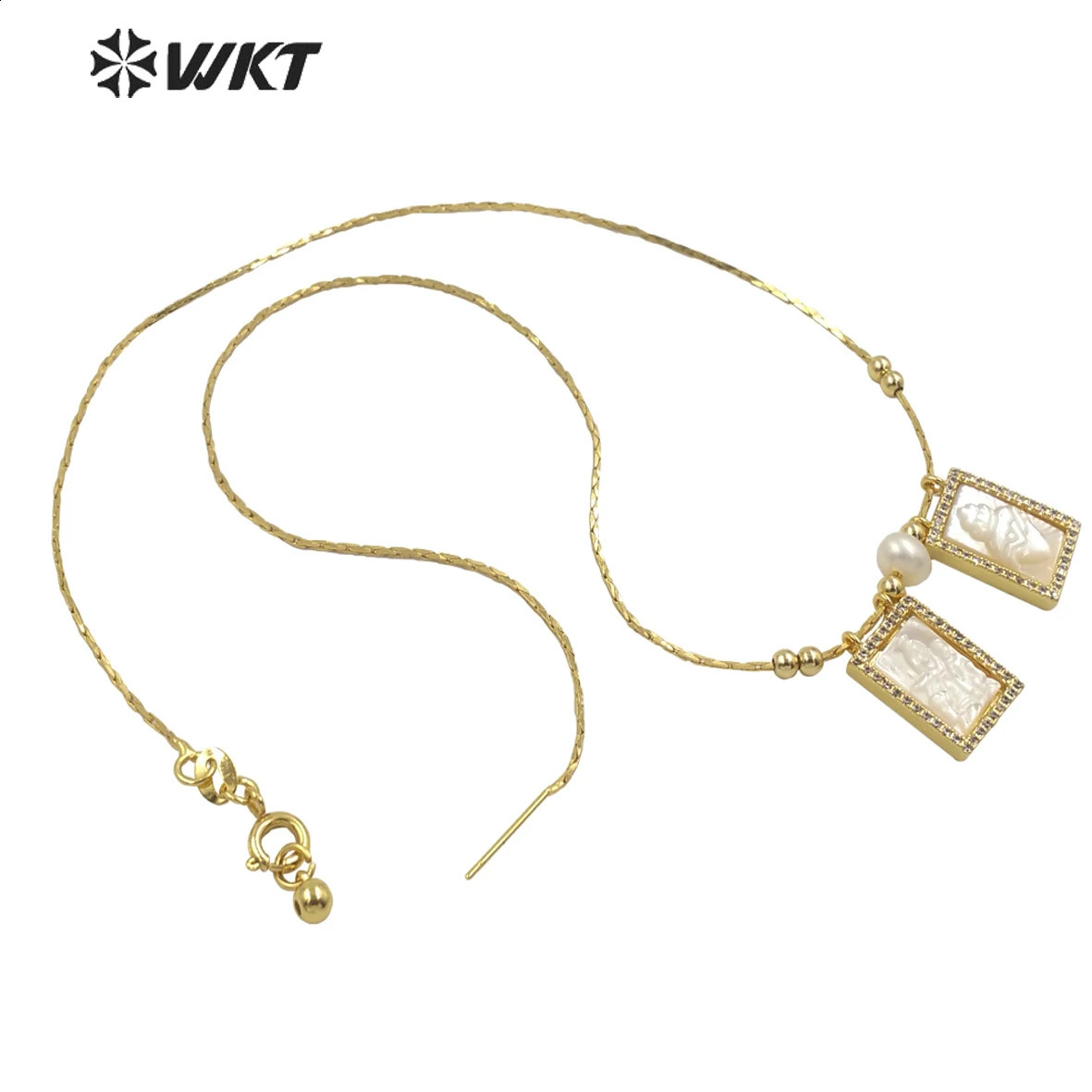 WT-JN137 WKT Fashion Shell Pearl Necklace Gold Metal Jewelry Wedding Party Lady INS Exquisite 240910