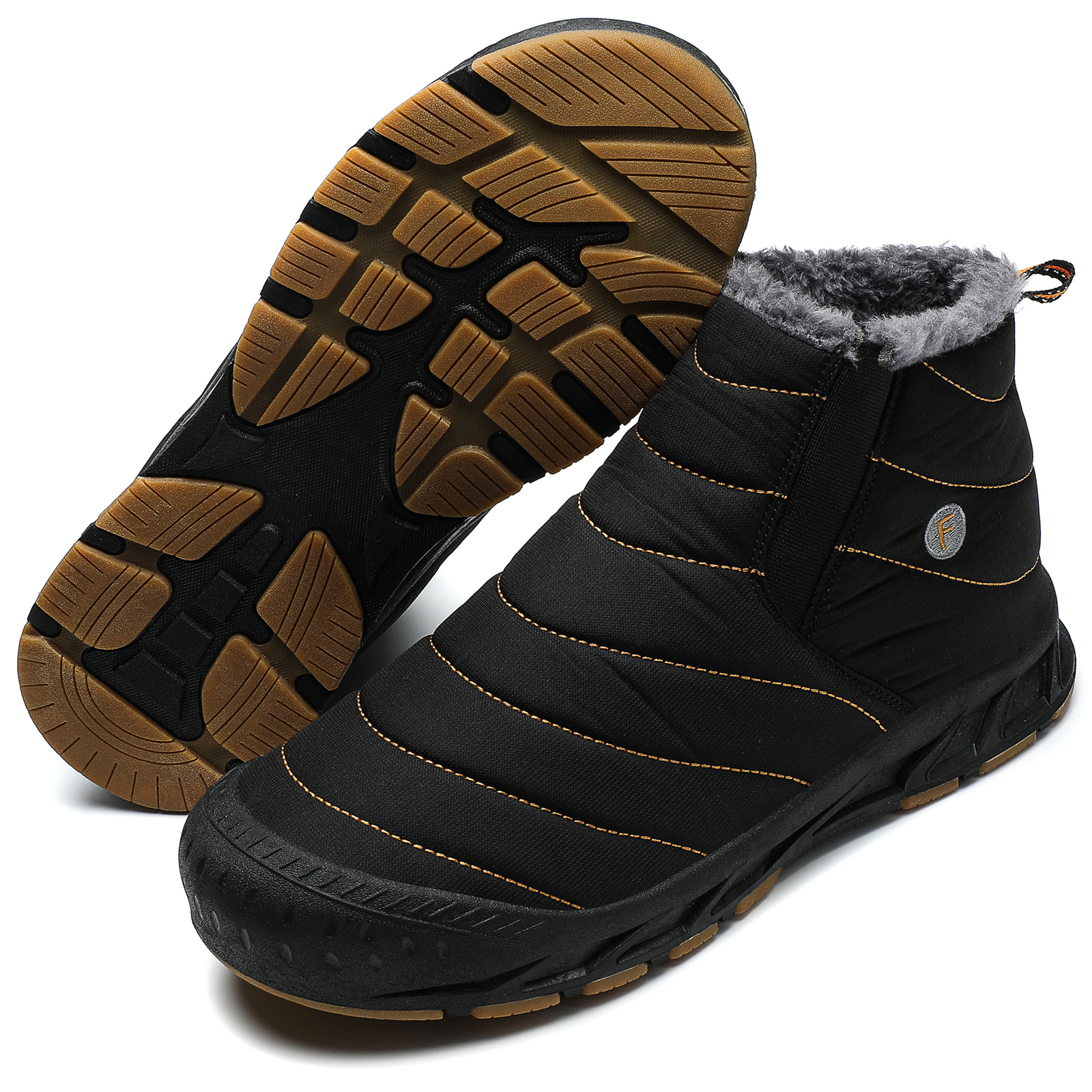 With New Fur 2024 Warm Snow Winter Boots Work Men Footwear Plush Ankle Shoes Size 36-46 5e30