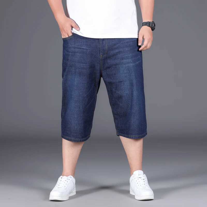 Big Size 28-48 50 Denim Shorts Jeans For Mens 150KG Loose Summer Thin Fatty Guy Casual Fashion Calf Five Length Large PantsX240914