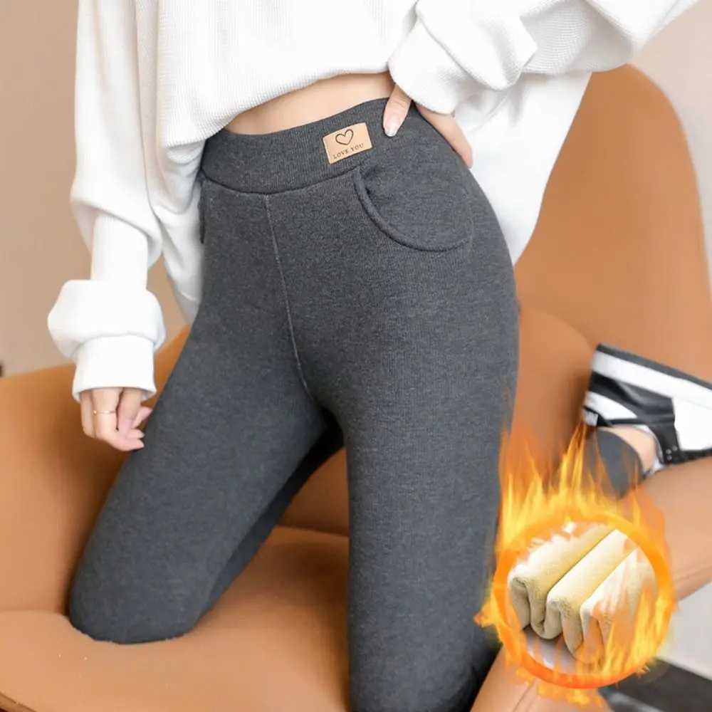 Fashion Letter Women Leggings Thickened Autumn Winter Underpants Slim Fit Warm Long PantsX240914