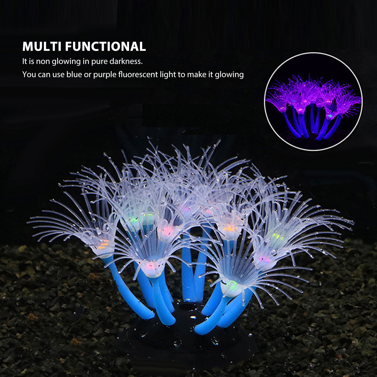 Aquarium Simulation Silicone Coral, Lifelike Decorative Ornament, Artificial Fish Tank, Water Plant for Freshwater