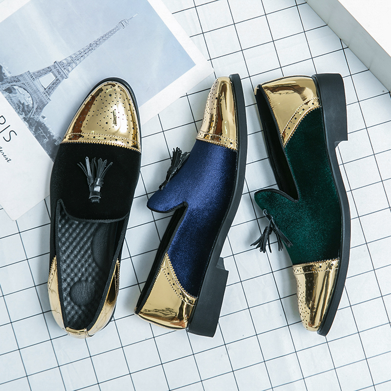 38~47 Designer Mens Casual Leather Brogue Formal Corduroy Breathable Business Office Loafers Footwear Dress Shoes for Men Flats b5c5