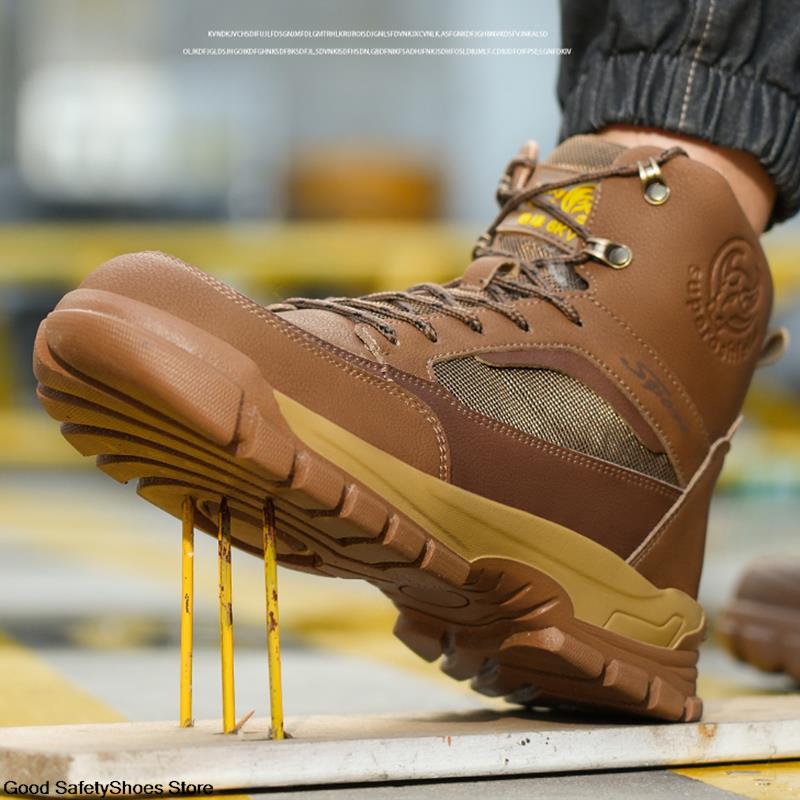 Winter Men Wool Plush Warm Snow Boot Work Puncture-Proof Protective Shoes Steel Toe Safety Boots b8ac s