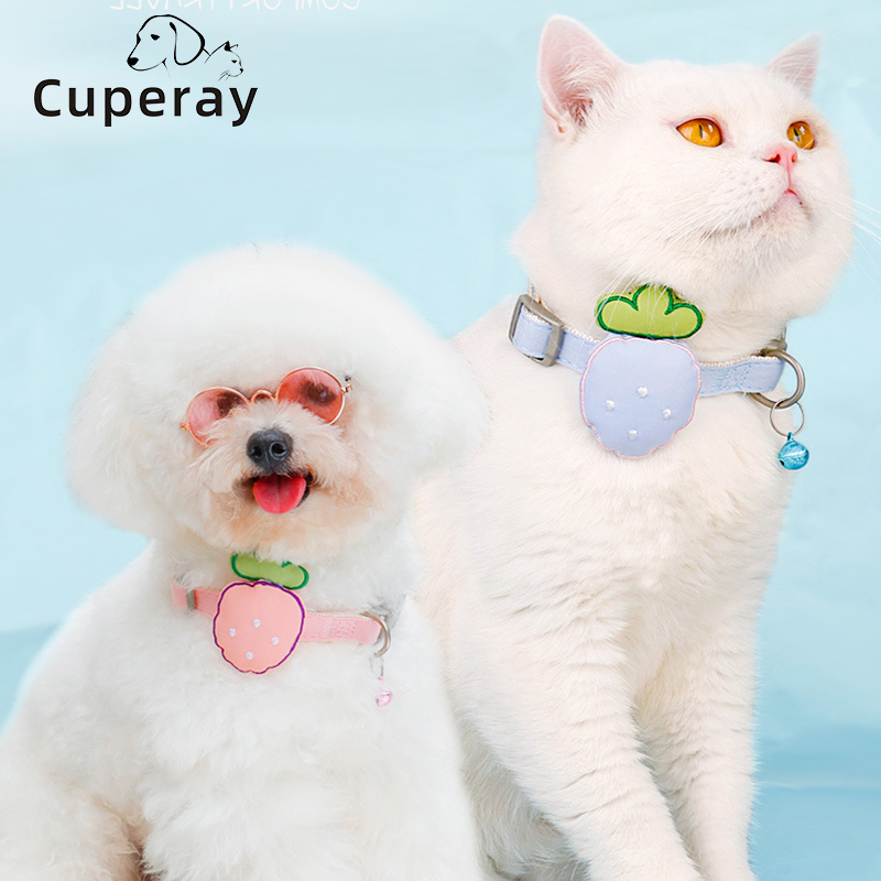 Cat Collar Adjustable Pet Collars with Bell and Cotton Filled Strawberry Decor Pet Ornament Collar Accessories for Puppy & Cats