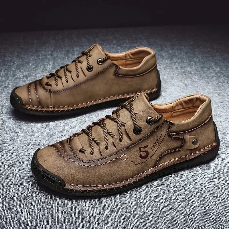 Men Leather Casual Shoes Outdoor Comfortable High Quality Fashion Soft Homme Classic Ankle Non-slip Flats Moccasin Trend 240909