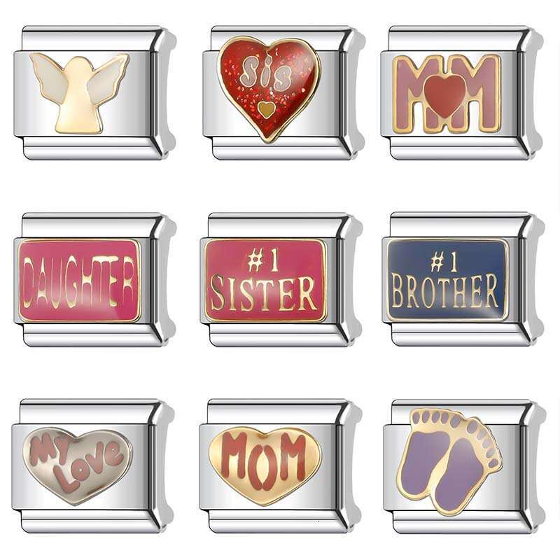 New Women's Gift My love baby Bead Italian Charms Links Bangle Beads Fit 9mm Stainless Steel Bracelet Making DIY For Women Fashion Jewelry