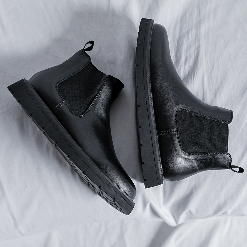 British Style Men Chelsea Boots New Design Mens Slip on Boots Fashion All-match Ankle Boots Business Dress Shoes Formal Footwear