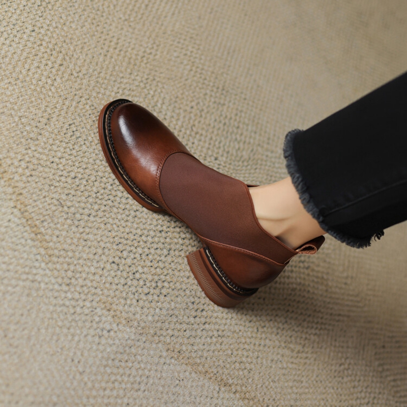 Autumn NEW Split Leather for Round Toe Chunky Women Shoes Low Heel Ankle Boots atos para mujeres aac1