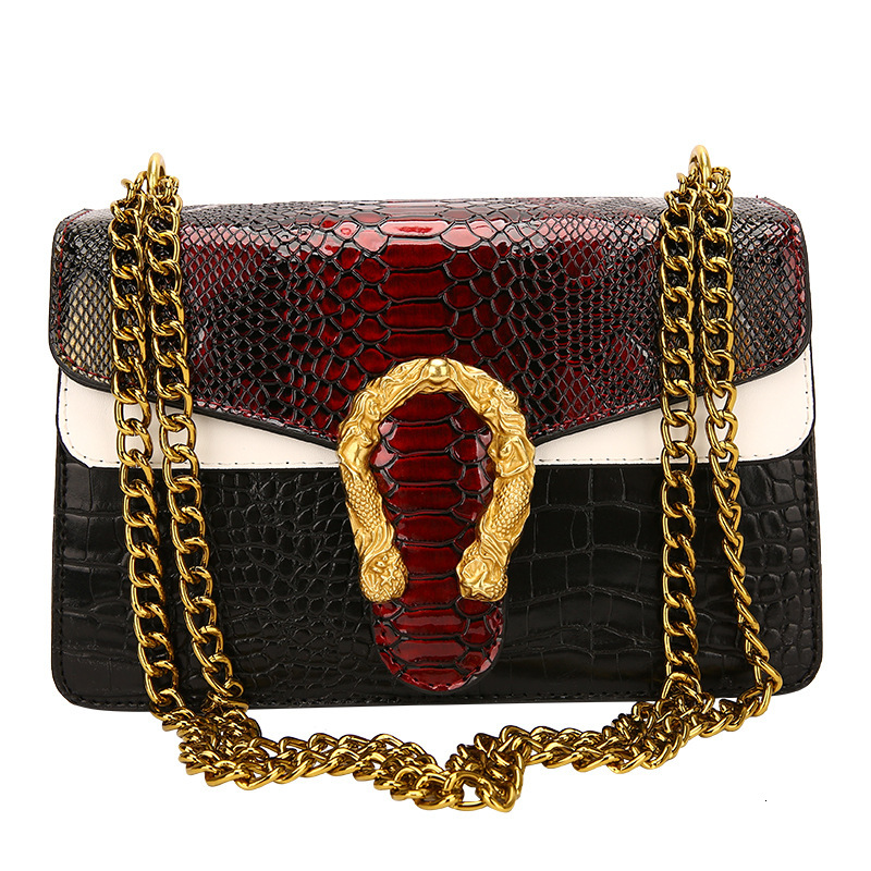 Halloween Fashionable and Minimalist Gradient 2024 New Crocodile Pattern Trendy Chain Shoulder Bag Handbags