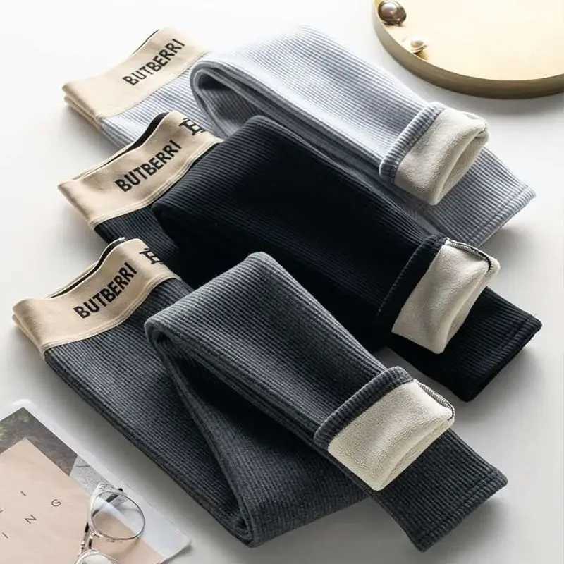 Womens Winter Korea Style Leggings Slimming Thermal Pants Tight Grey Skinny Thick Warm High Waist Leggings for Women with FleeceX240914