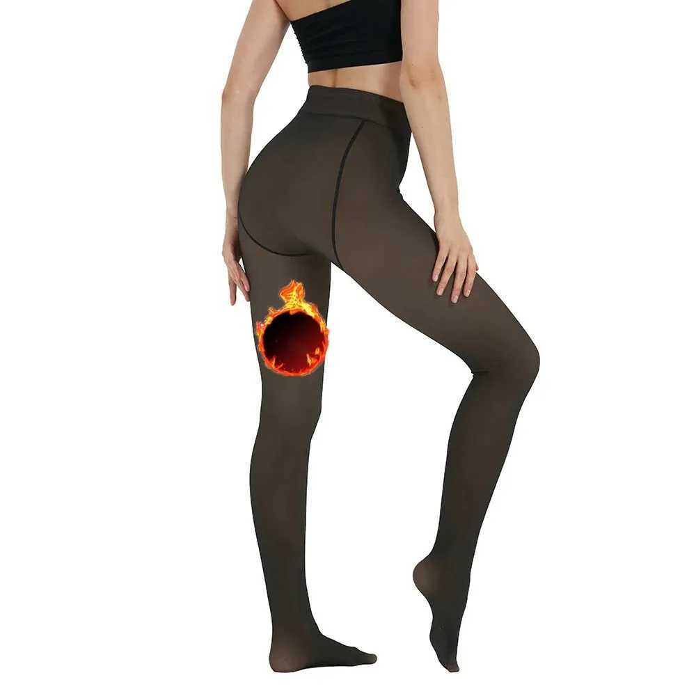 Fleece Lined Tights for Women Thermal Pantyhose Fake Translucent Winter Warm Tights Stretch High Waisted Thick Leggings L001X240914