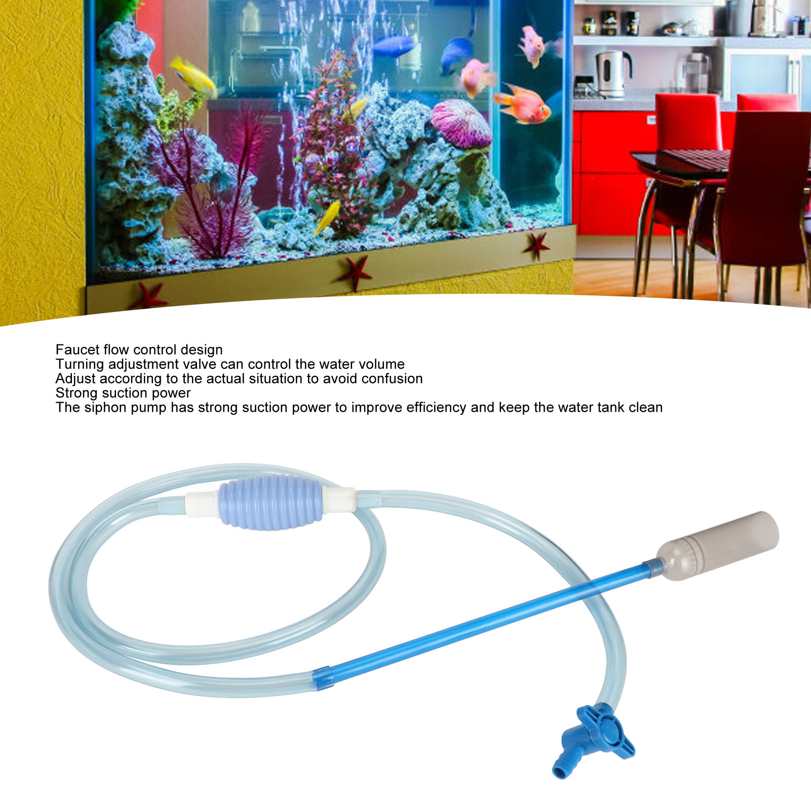 Fish Tank Water Changer Cleaner Manual Aquarium Siphon Vacuum Gravel Cleaner With Outlet Valve 8.5ft