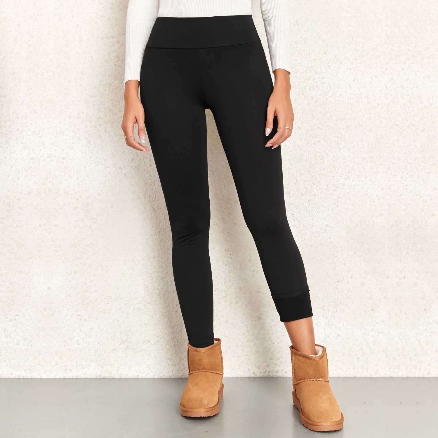 2PCS Warm Winter Leggins Womens Gym Black Velvet Leggings High Waist Classic Casual Autumn Pants Fashion CompressionX240914