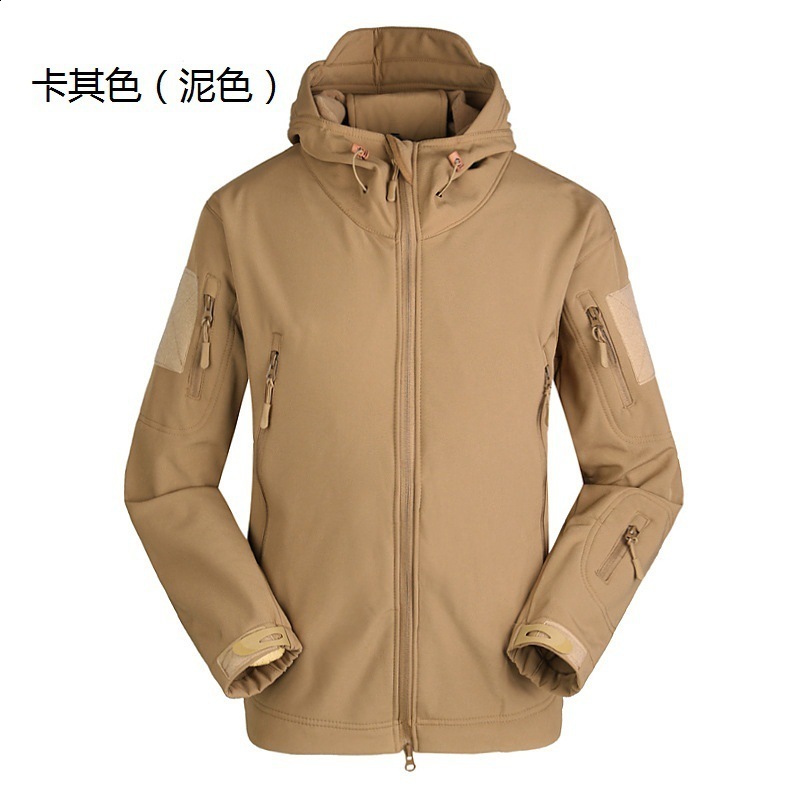 Mens Waterproof Softshell Tactical Jacket Winter Windproof Fleece Hoodie Outdoor Hiking Skiing Windbreaker Coat 240620
