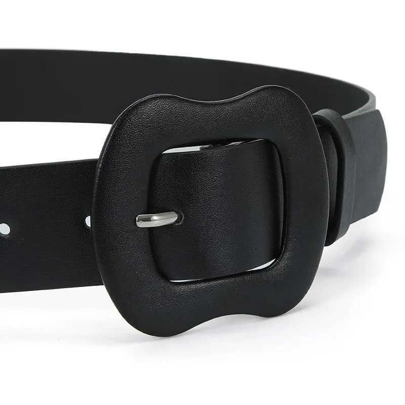 Fahison New 3.8cm X105cm PU Leather Ladies Belt Gourd Buckle Solid Color Decorative Jeans Dress Belt for Women White Black PinkX240914