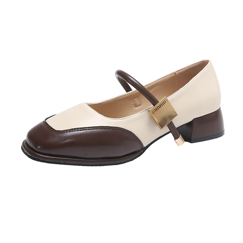 color Soft blocked low order for women 2024 new square toe shallow mouth Mary Jane small leather shoes 5159 shal