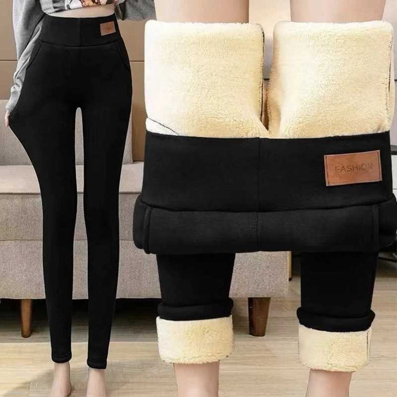 Thermal Women Waist Lamb High Fleece Thick Legging Legging Seamless Fashion Winter Warm Female Tights Insulated Pantalon PantsX24