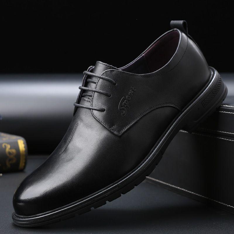 New Cowhide Men's Business Leather Shoes Formal Genuine Leather Mens Shoes Casual Breathable Wear-resistant Soft Shoes Snakes