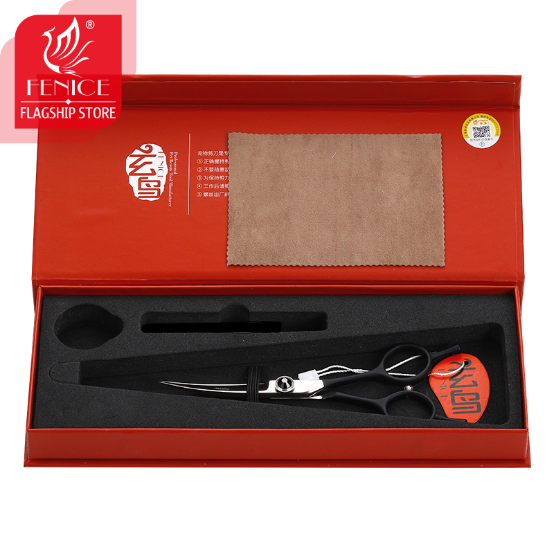 Fenice professional 5.5/7.0 inch pet grooming curved scissors for dog grooming scissors cutting shears makas tijeras