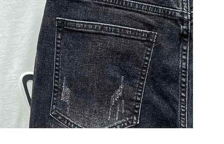 New Summer Mens Casual Jeans 2024 Knee Length Denim Shorts Black Designer Boyfriend Slim Stretch Five Pocket Denim Short PantsX240914