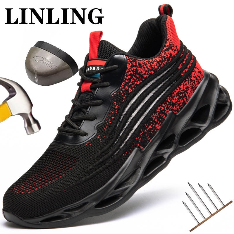 2022 Safety New Sneakers Anti-puncture Work Anti-smash Steel Toe Sport Safty Lightweight Men Shoes 8529