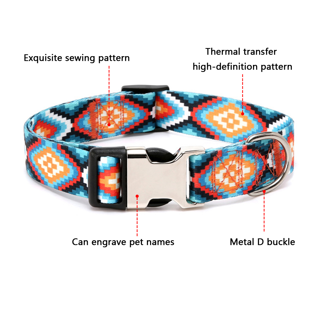 Custom Dog Collar Adjustable Nylon Printed ID Tag Name Free Nameplate Personalized Small Large Medium Pet Engraved Dogs Collars