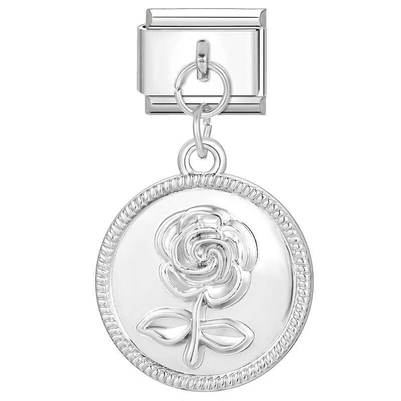 New Women's Gift cat heart flower Pendant Italian Charms Links Bangle Beads Fit 9mm Stainless Steel Bracelet Making DIY For Women Fashion Jewelry