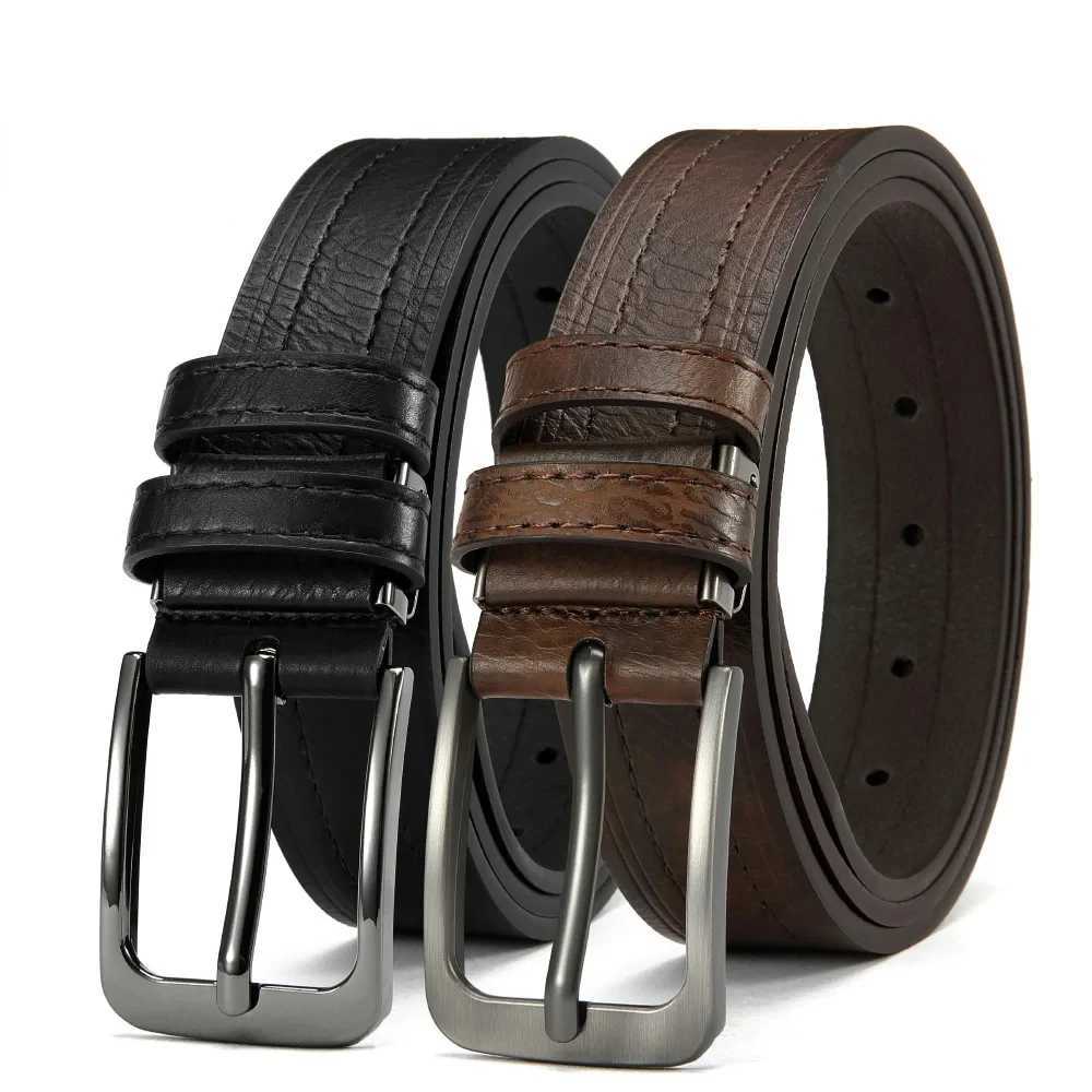Mens Leather Fashion Classic Belt Metal Pin Buckle Casual Cowhide Mens Vintage Jeans Belts Gifts Belt for WomenX240914
