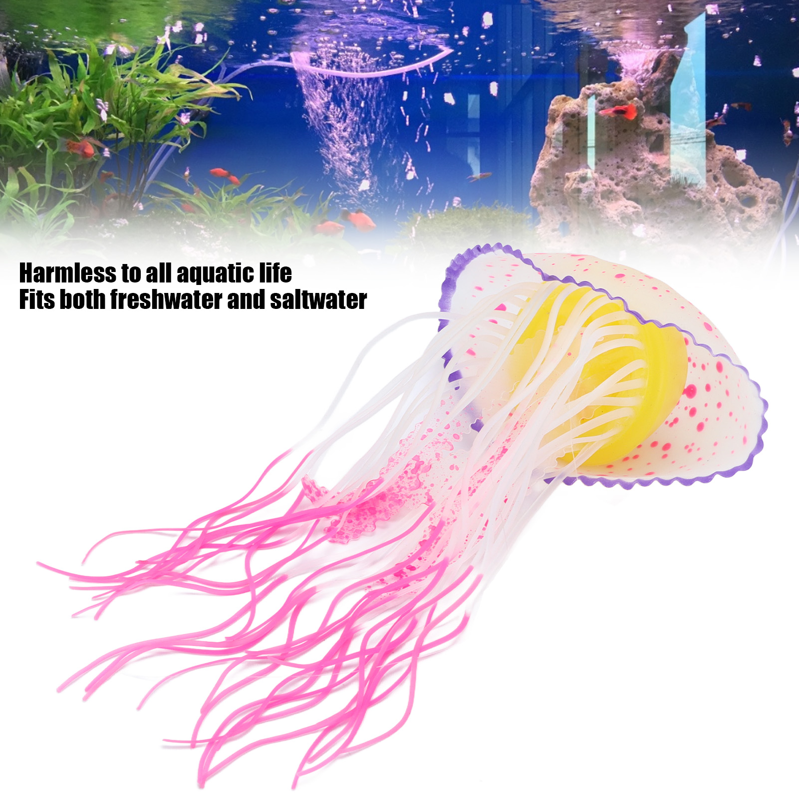 Floating Jellyfish for Aquarium and Fish Tank, Artificial Fluorescent Jellyfish Decorations