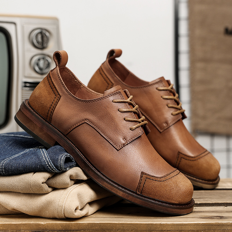 Luxury Brand New Men Casual Leather Shoes Comfortable Platform Genuine Leather 2024 British Lace-Up Outdoor Antiskid Ankle Boots