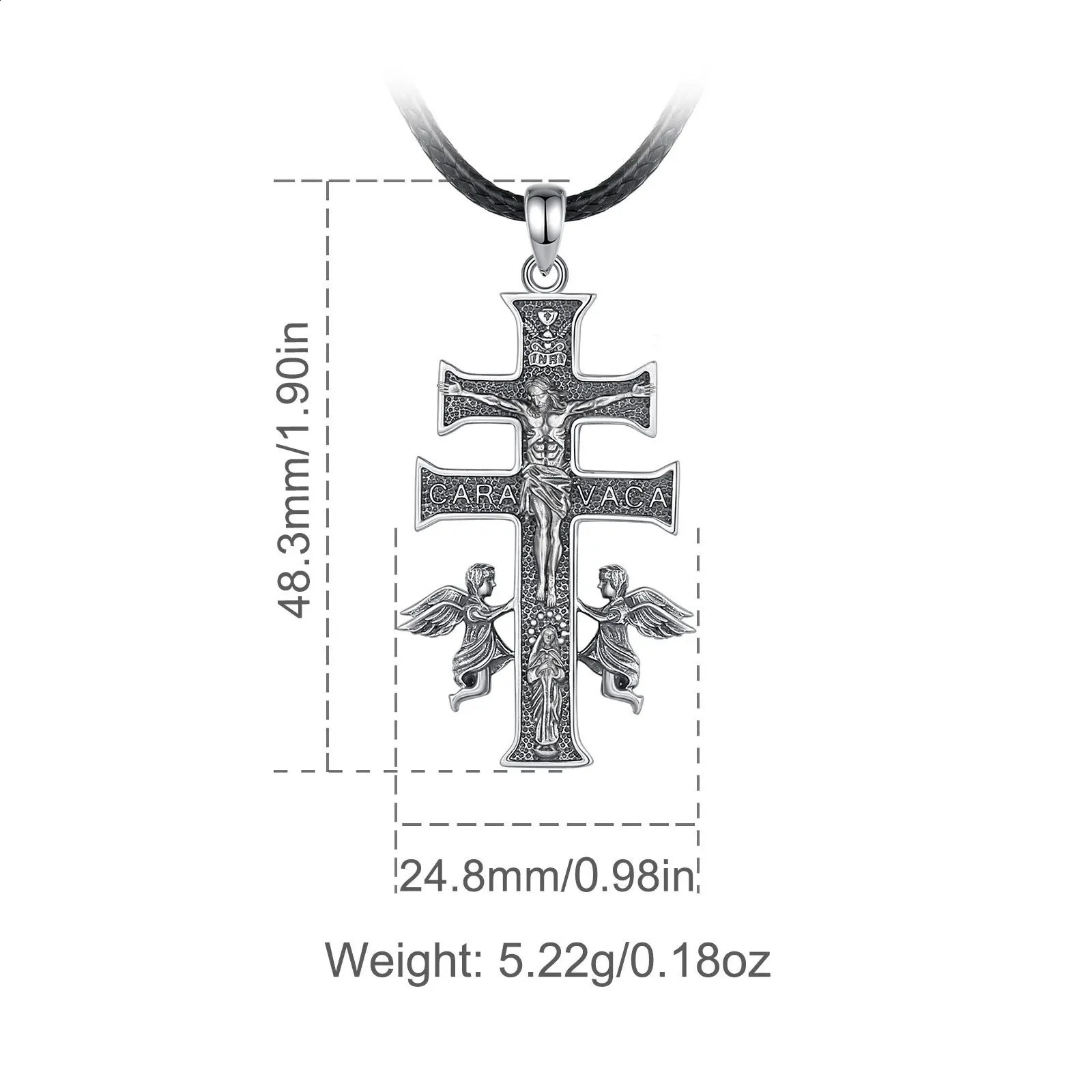 Eudora 925 sterling silver Karawaka cross necklace Jesus angel retro amulet pendant mens religious personality jewelry gift 240912